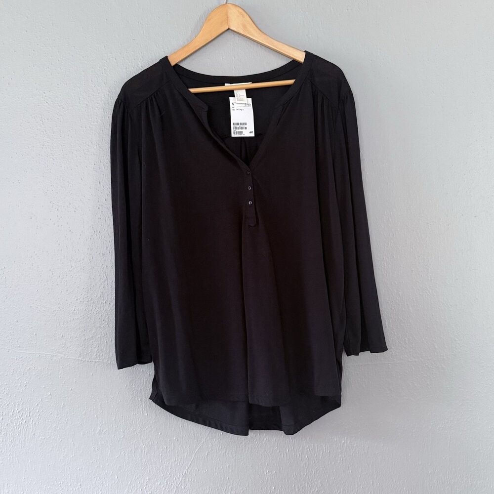 H&M Women's Blouse Black Large Sleeveless Business Casual Top Minimalist - Picture 2 of 7